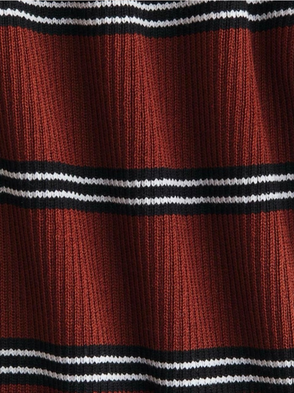H&M Women's Rust Striped Ribbed Short-Sleeve Top {Small} - Picture 4 of 5